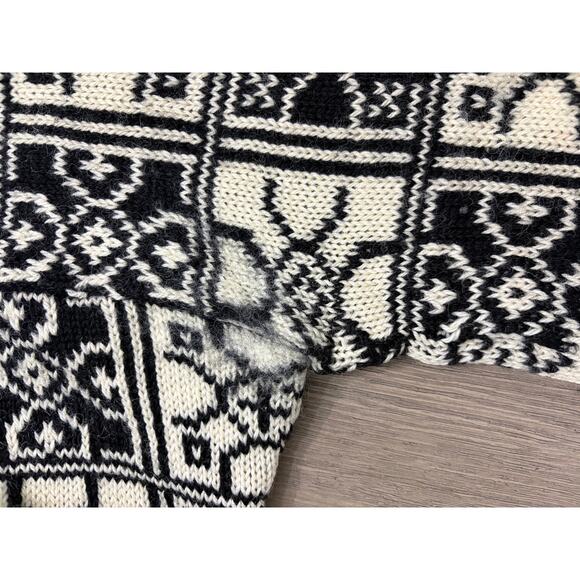 Gjendin Norwegian Hand Knit Pure Wool Sweater Black White Medium - Picture 4 of 8